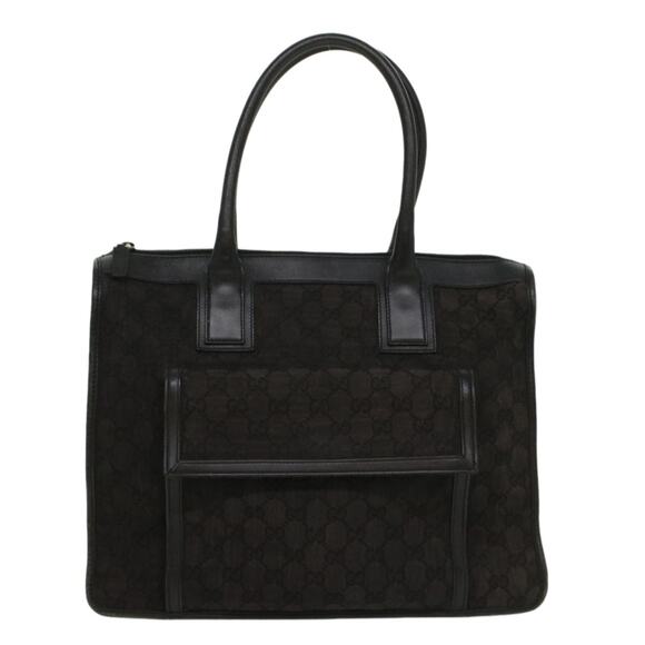 GUCCI GG Canvas Hand Bag Leather Black 000 0854 000 0854 - Picture 2 of 12